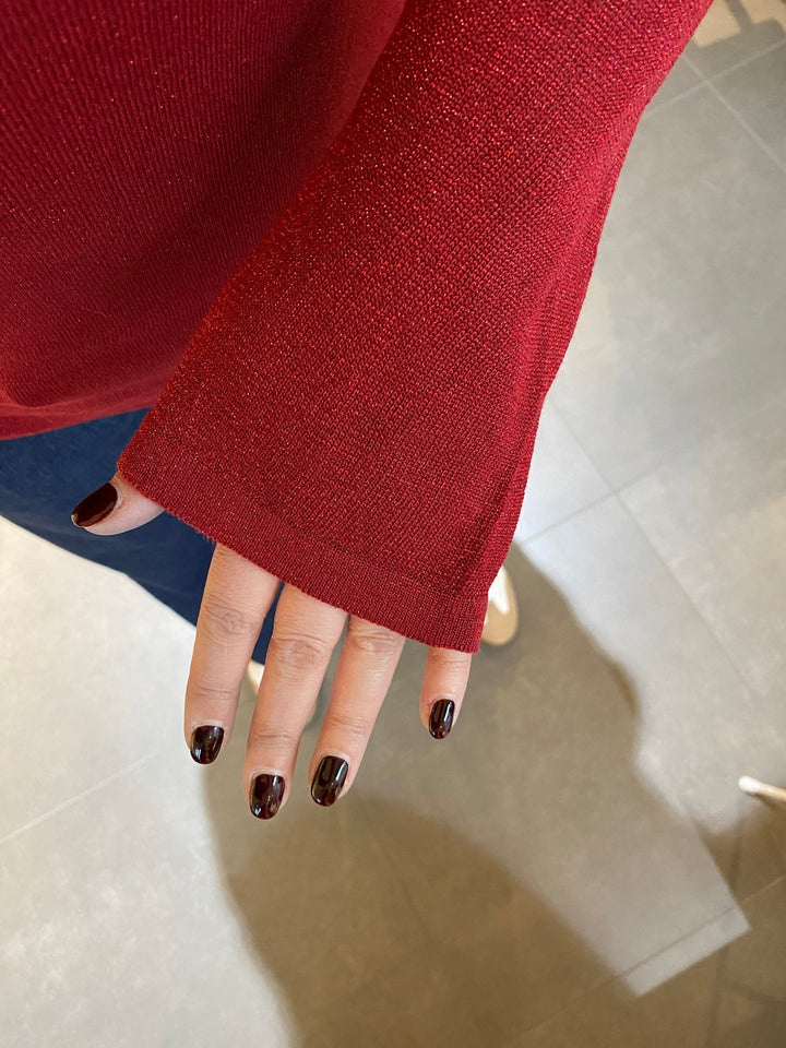 Ydence - Top Lotte Knitted Glitter Red - Luxedy