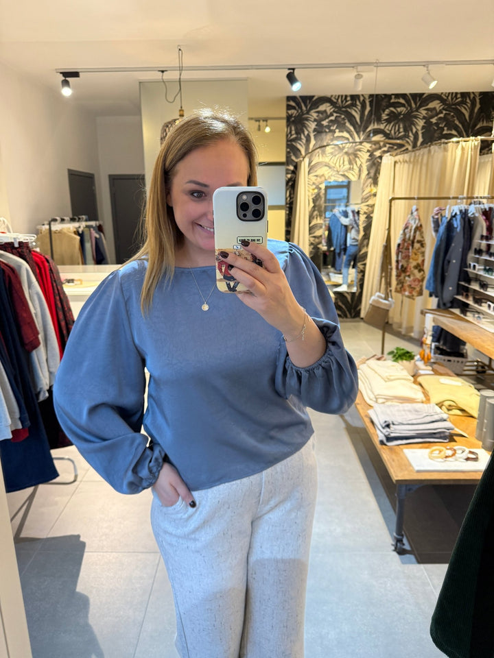 Ydence - Top Manon Satin Blue Grey - Luxedy