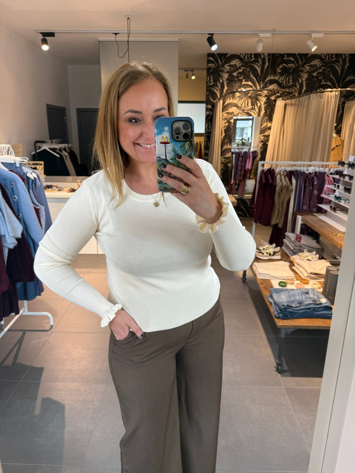 Ydence - Top Shirley Knitted Ecru - Luxedy