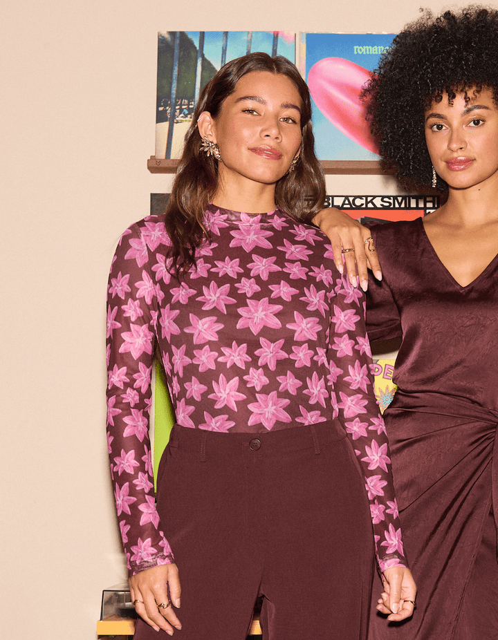 Ydence - Top Willemijn Brown Flower - Luxedy