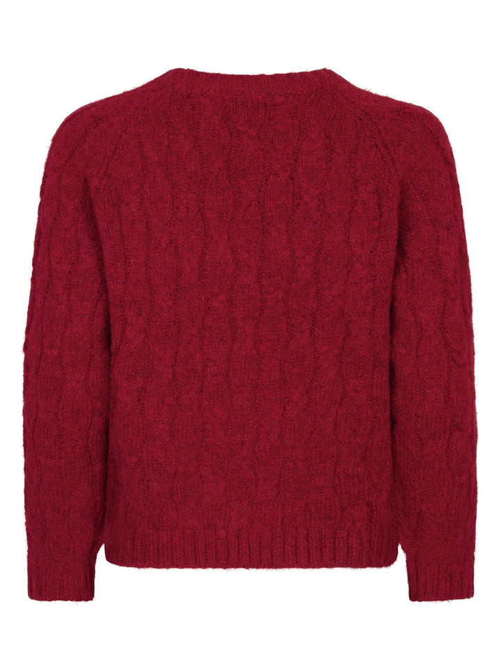 Ydence - Trui Fiene Knitted Cable Sweater Red - Luxedy