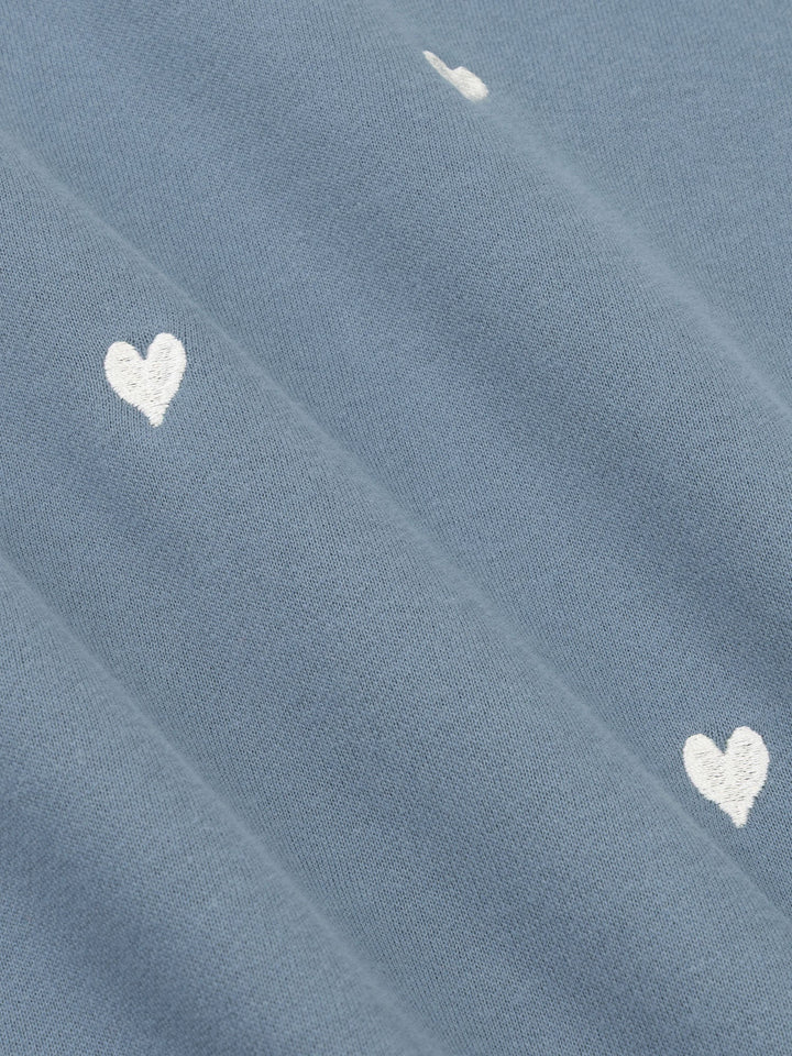 Ydence - Trui Hearts Sweater Blue Grey/Ecru - Luxedy