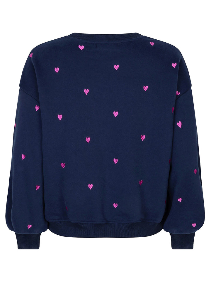 Ydence - Trui Hearts Sweater Navy/Fuchsia Purple - Luxedy