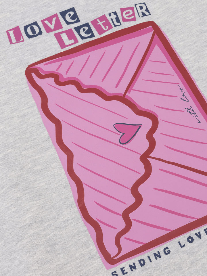 Ydence - Trui Love Letter Grey Melange - Luxedy