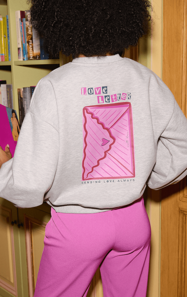 Ydence - Trui Love Letter Grey Melange - Luxedy