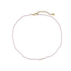 Dotti Love - Halsketting Gold Mini Natural Stones Pink