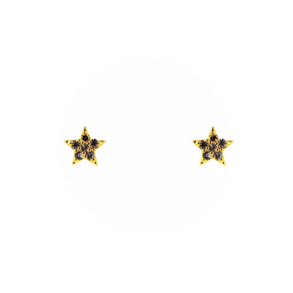 Dotti Love - Oorbellen Mini Gold Tiny Star Black