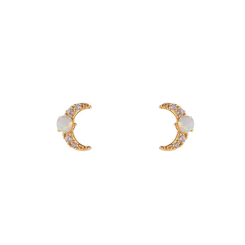 Dotti Love - Oorbellen Mini Gold Opal Moon