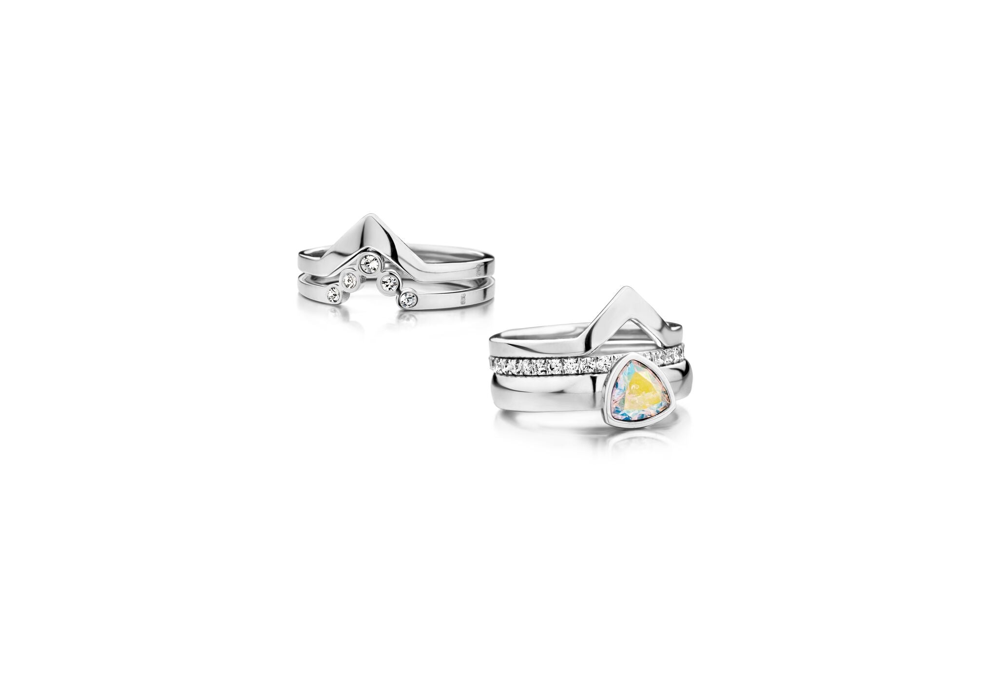 Melano - Ring Friends Pointed Crystal Zilver - Luxedy