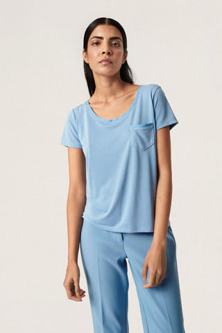 Soaked in Luxury - Shirt Columbine V-Neck Allure Blue