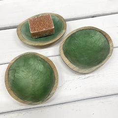 Mini Bowl Wood & Shell Capiz Schaaltje voor Geurblokjes / Juwelen