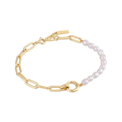 Ania Haie - Armband Pearl Chunky Chain Gold