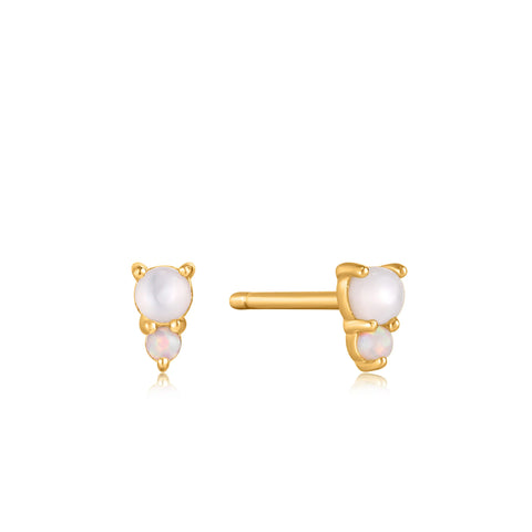 Ania Haie - Oorbellen Mother of Pearl and Kyoto Opal Stud Gold