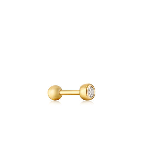 Ania Haie - Oorbel (per stuk) Gold Bezel Barbell