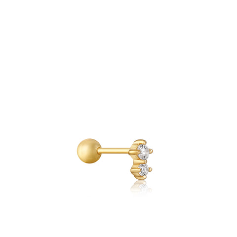 Ania Haie - Oorbel piercing (per stuk) Gold Double Sparkle Barbell