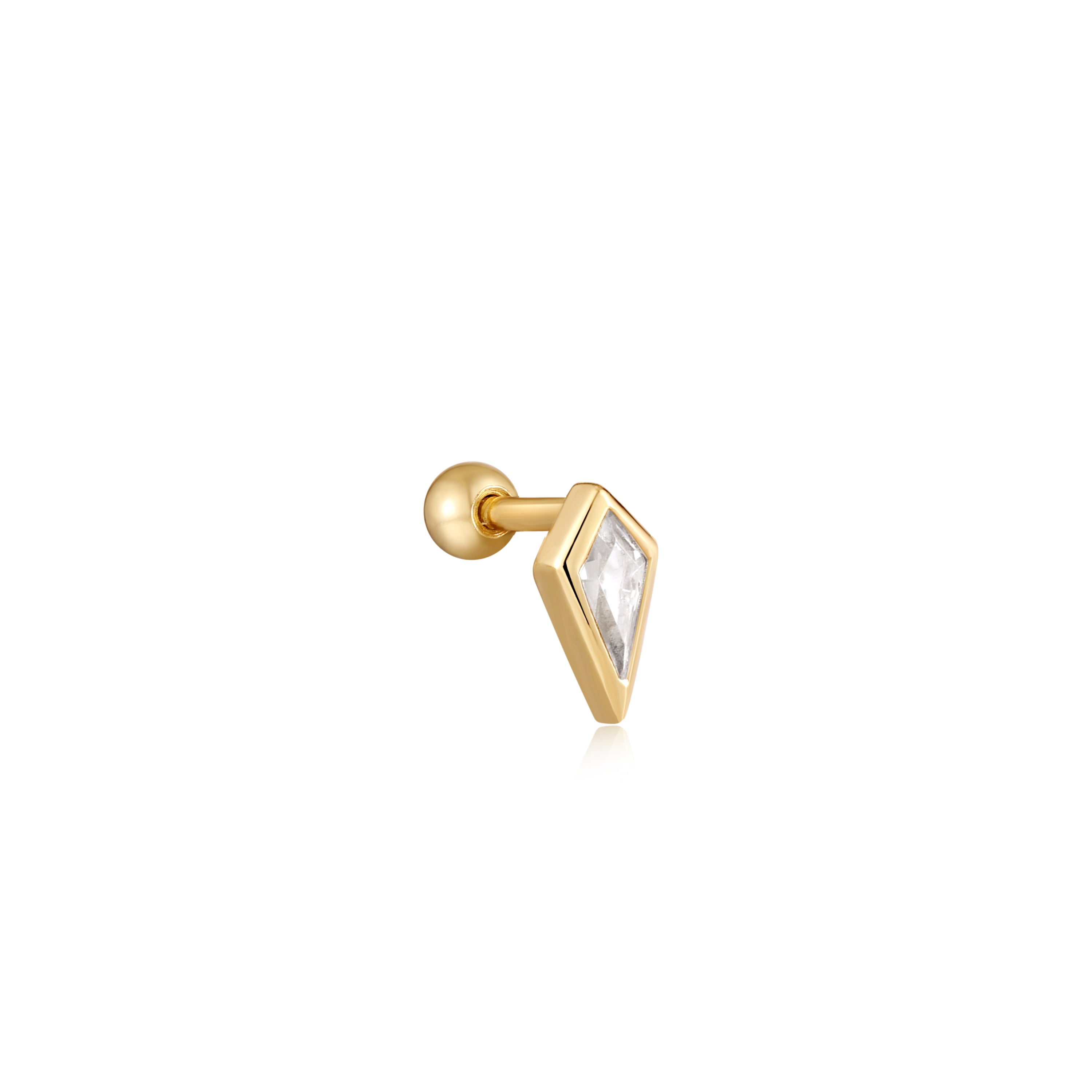 Ania Haie - Oorbel piercing (per stuk) Gold Sparkle Emblem Barbell Gold