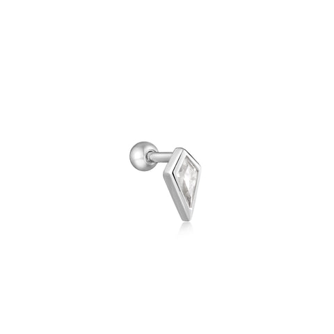 Ania Haie - Oorbel piercing (per stuk) Silver Sparkle Emblem Barbell