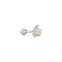 Ania Haie - Oorbel piercing (per stuk) Silver Kyoto Opal Sparkle Crown Barbell