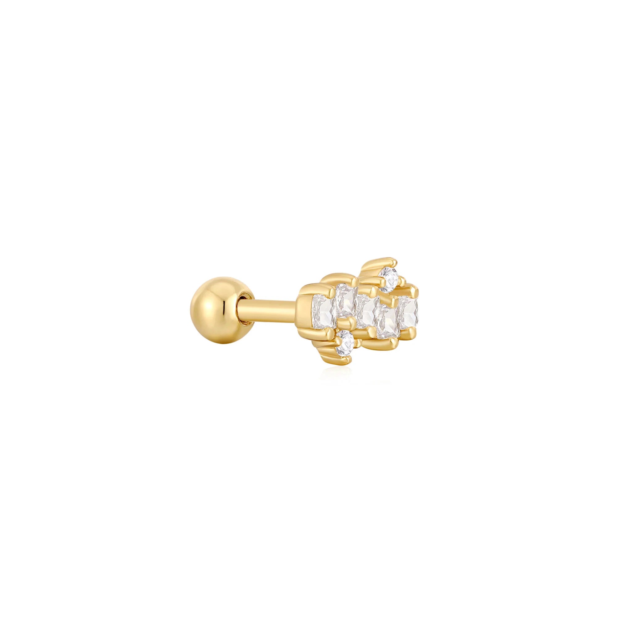 Ania Haie - Oorbel (per stuk) Gold Sparkle Cluster Climber Barbell