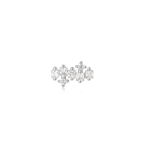 Ania Haie - Oorbel (per stuk) Silver Sparkle Cluster Climber Barbell