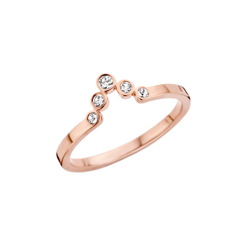 Melano - Ring Friends Pointed Crystal Rosé Goud - Luxedy
