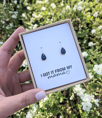 Oorbellen Gift Set - I got it from my mama - Silver Black - Luxedy