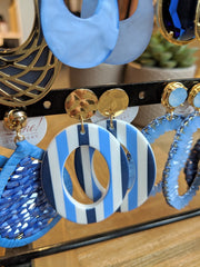 Like Jewellery - Oorbellen Ziva Stripes Blue