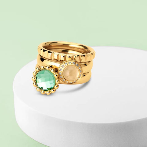 Melano - Steen Twisted Bali Facet Turquoise Goud/Zilver