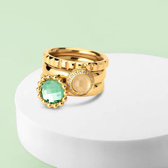 Melano - Steen Twisted Bali Facet Turquoise Goud/Zilver