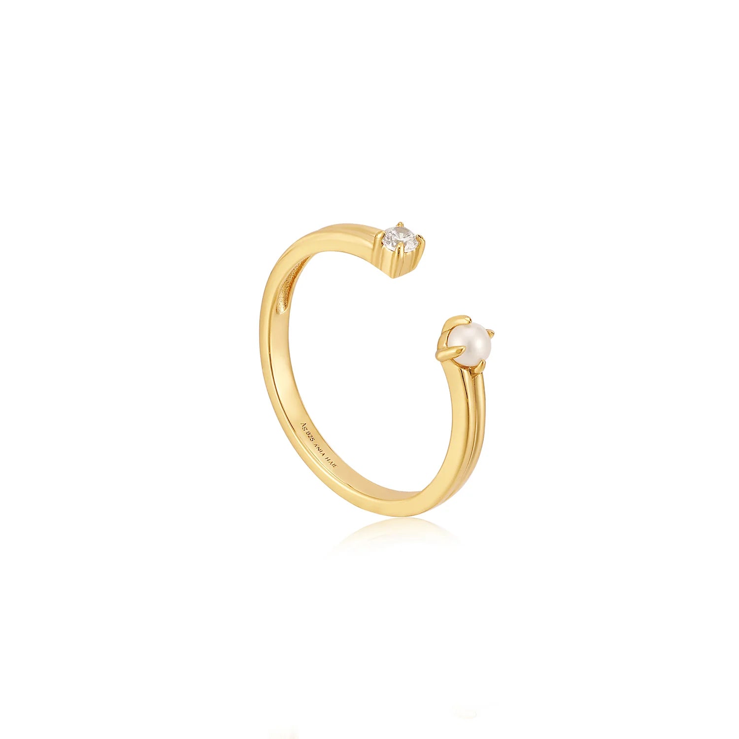 Ania Haie - Ring Pearl Sparkle Gold (verstelbaar)