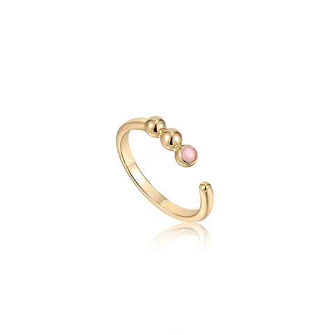 Ania Haie - Ring Orb Rose Quartz Gold (verstelbaar)