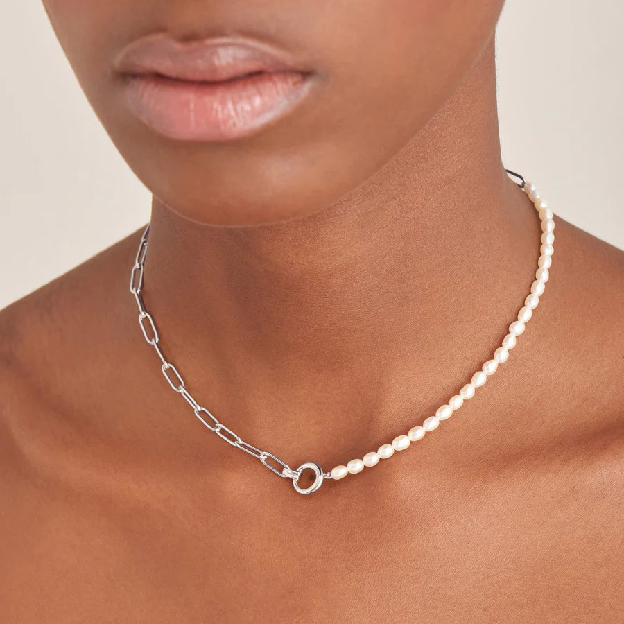 Ania Haie - Ketting Pearl Chunky Chain Silver