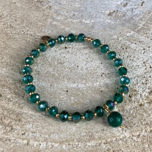 Miracles by Annelien Coorevits - Armband Deborah Medium Green Stones & Green Pearl