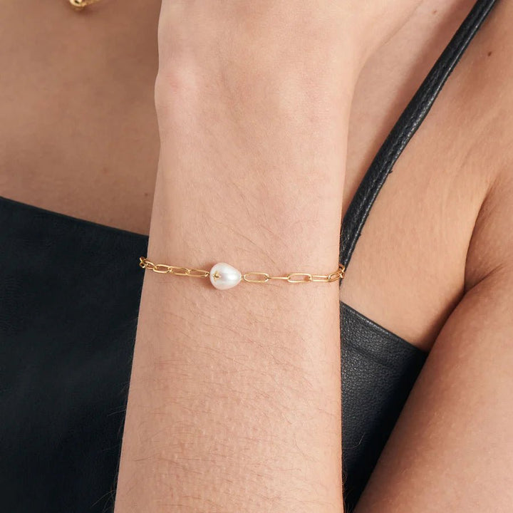 Ania Haie - Armband Pearl Sparkle Chunky Chain Gold - Luxedy