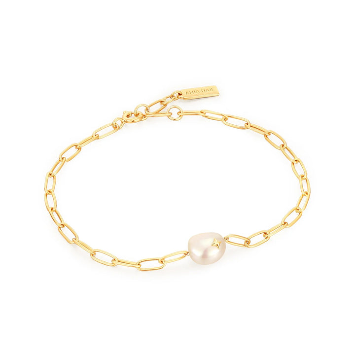Ania Haie - Armband Pearl Sparkle Chunky Chain Gold - Luxedy