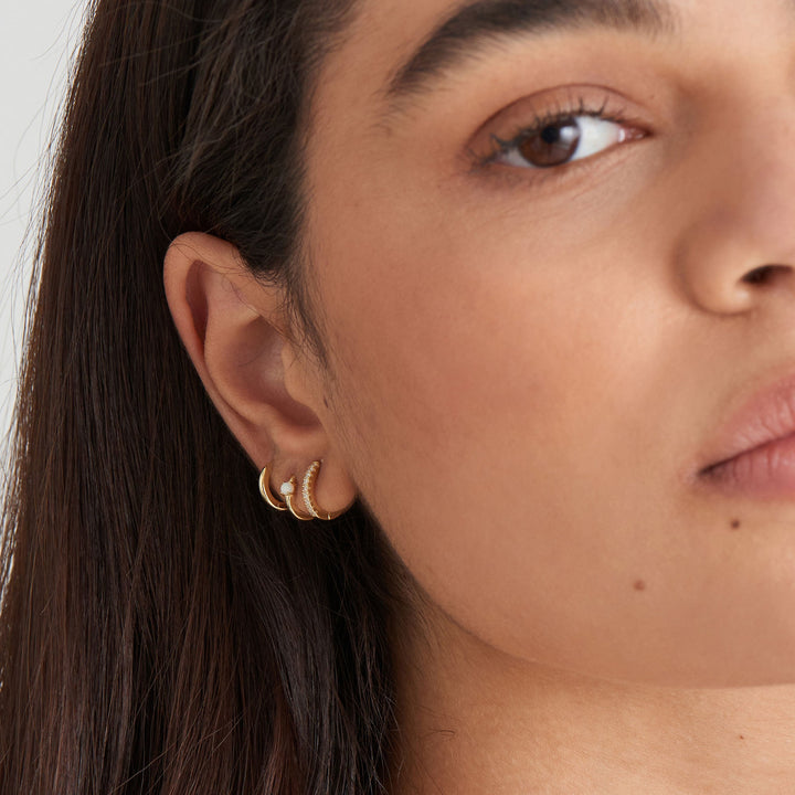 Ania Haie - Oorbel (per stuk) Gold Sparkle Mini Huggie Hoops - Luxedy