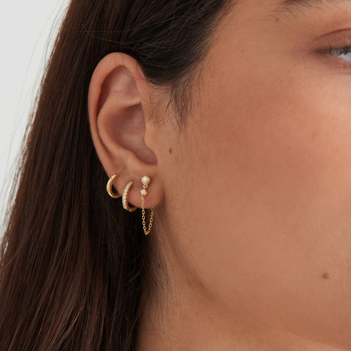 Ania Haie - Oorbel (per stuk) Gold Sparkle Mini Huggie Hoops - Luxedy