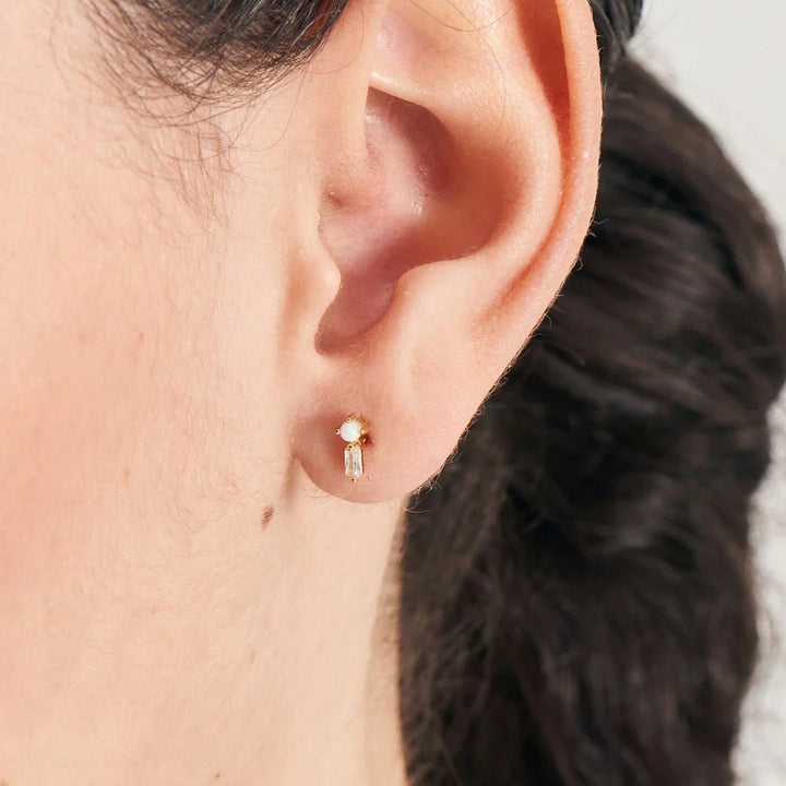 Ania Haie - Oorbel piercing (per stuk) Gold Kyoto Opal Sparkle Barbell Single - Luxedy