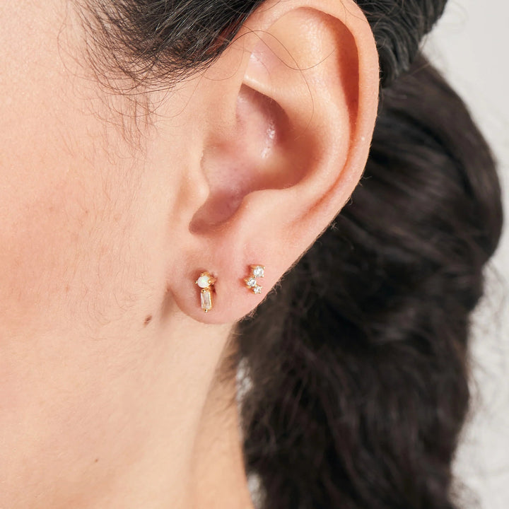 Ania Haie - Oorbel piercing (per stuk) Gold Kyoto Opal Sparkle Barbell Single - Luxedy