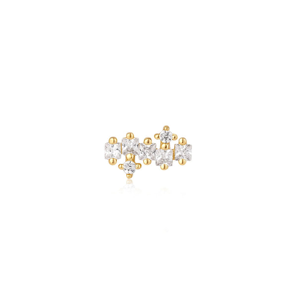 Ania Haie - Oorbel piercing (per stuk) Gold Sparkle Cluster Climber Barbell - Luxedy