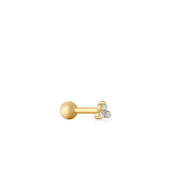 Ania Haie - Oorbel piercing (per stuk) Gold Trio Sparkle Barbell - Luxedy