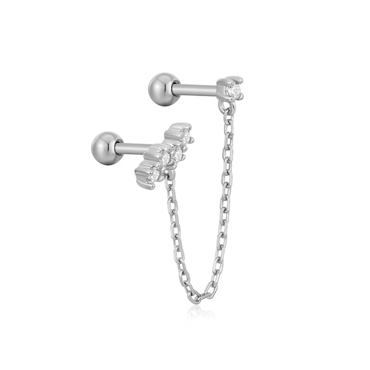 Ania Haie - Oorbel piercing (per stuk) Silver Celestial Drop Chain Barbell - Luxedy