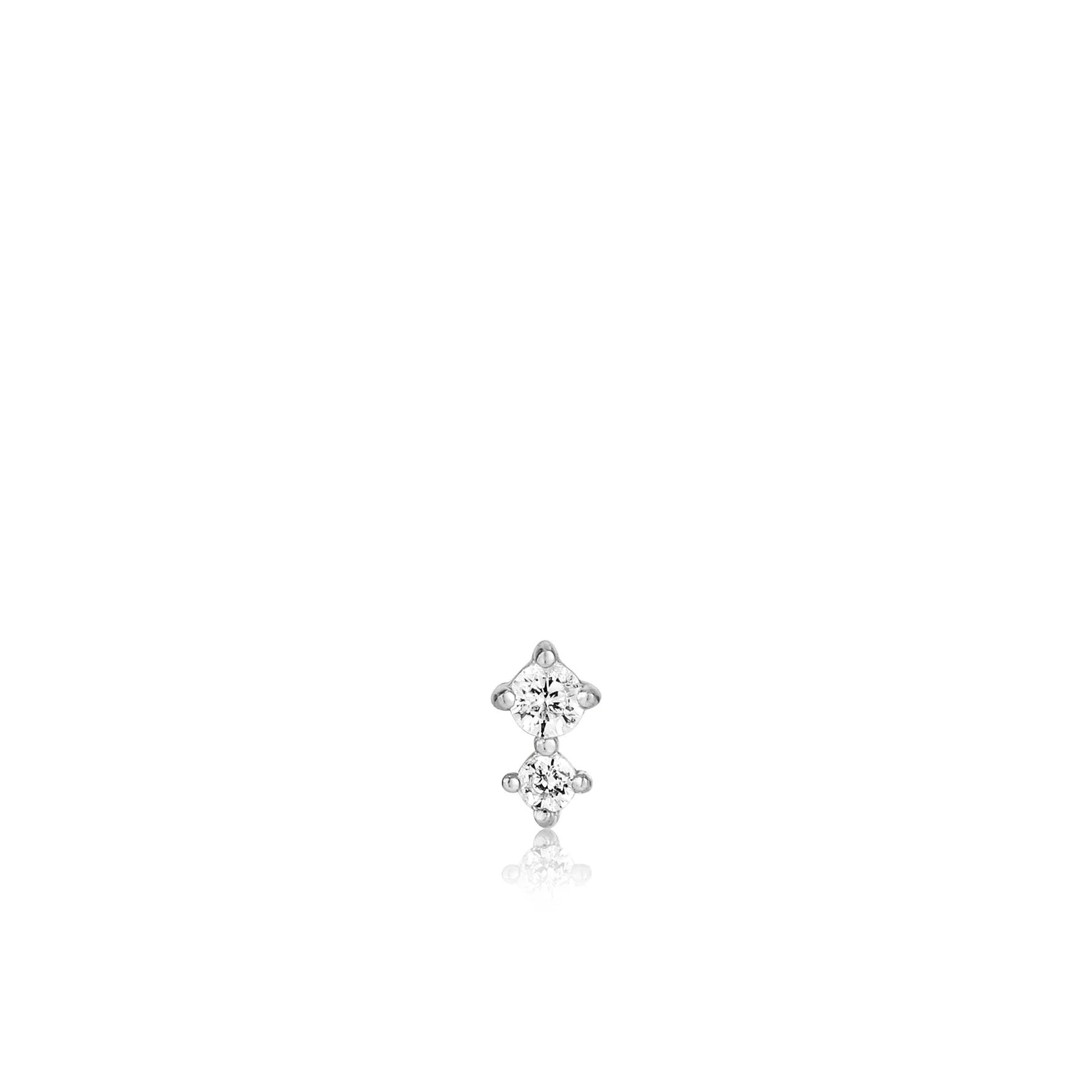Ania Haie - Oorbel piercing (per stuk) Silver Double Sparkle Barbell - Luxedy