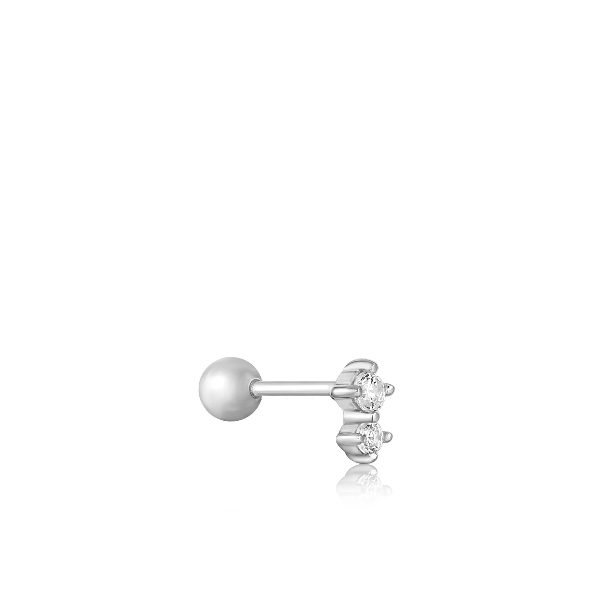 Ania Haie - Oorbel piercing (per stuk) Silver Double Sparkle Barbell - Luxedy