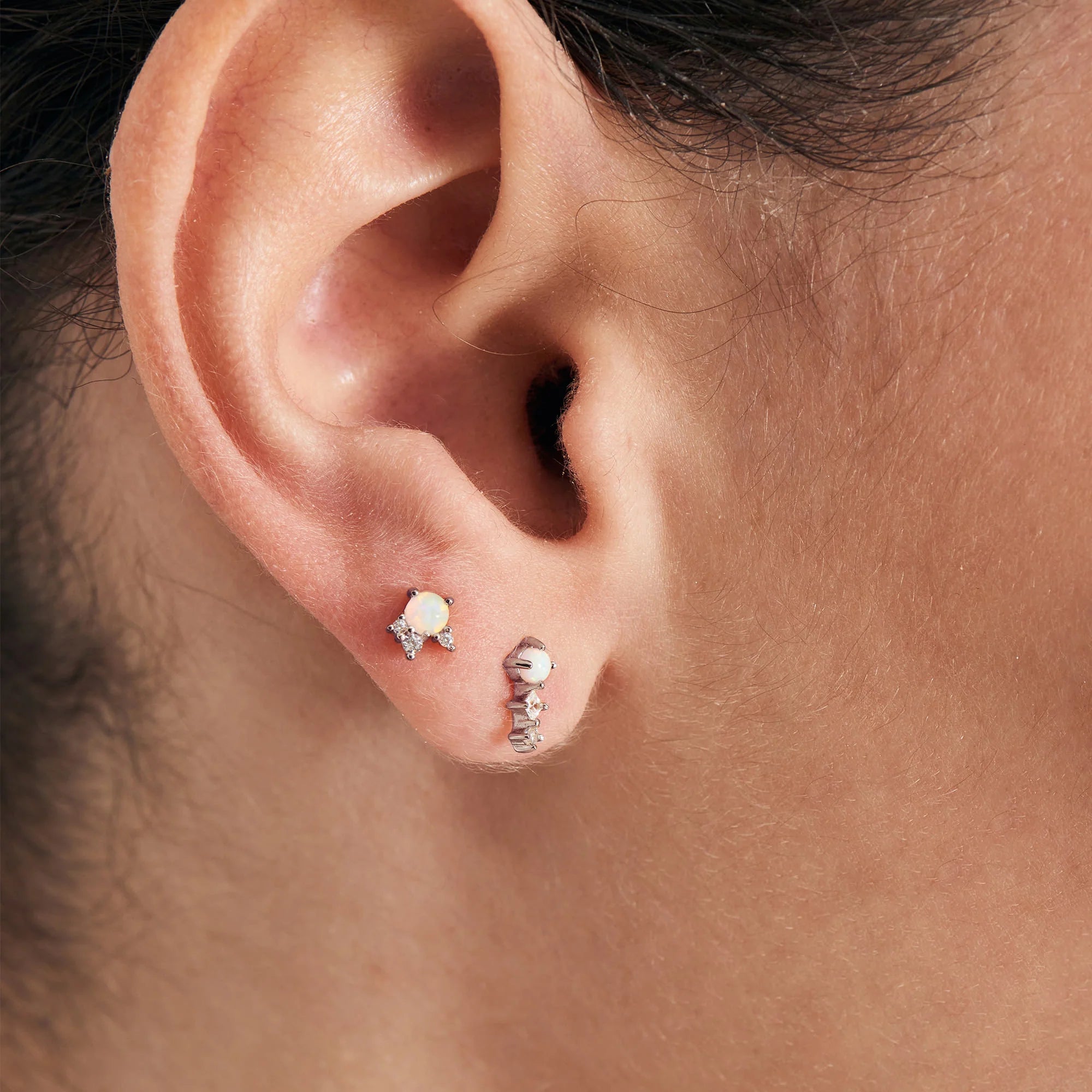 Ania Haie - Oorbel piercing (per stuk) Silver Kyoto Opal Climber Barbell - Luxedy