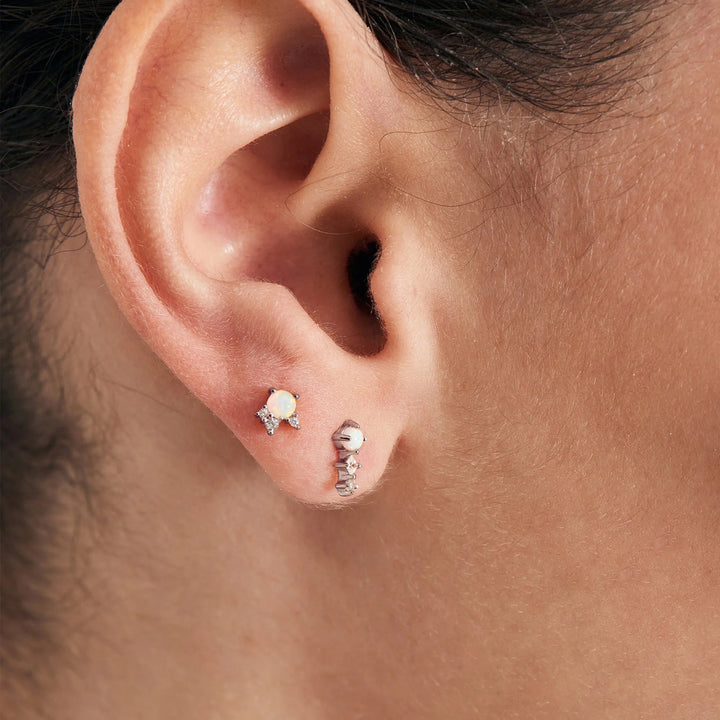 Ania Haie - Oorbel piercing (per stuk) Silver Kyoto Opal Climber Barbell - Luxedy