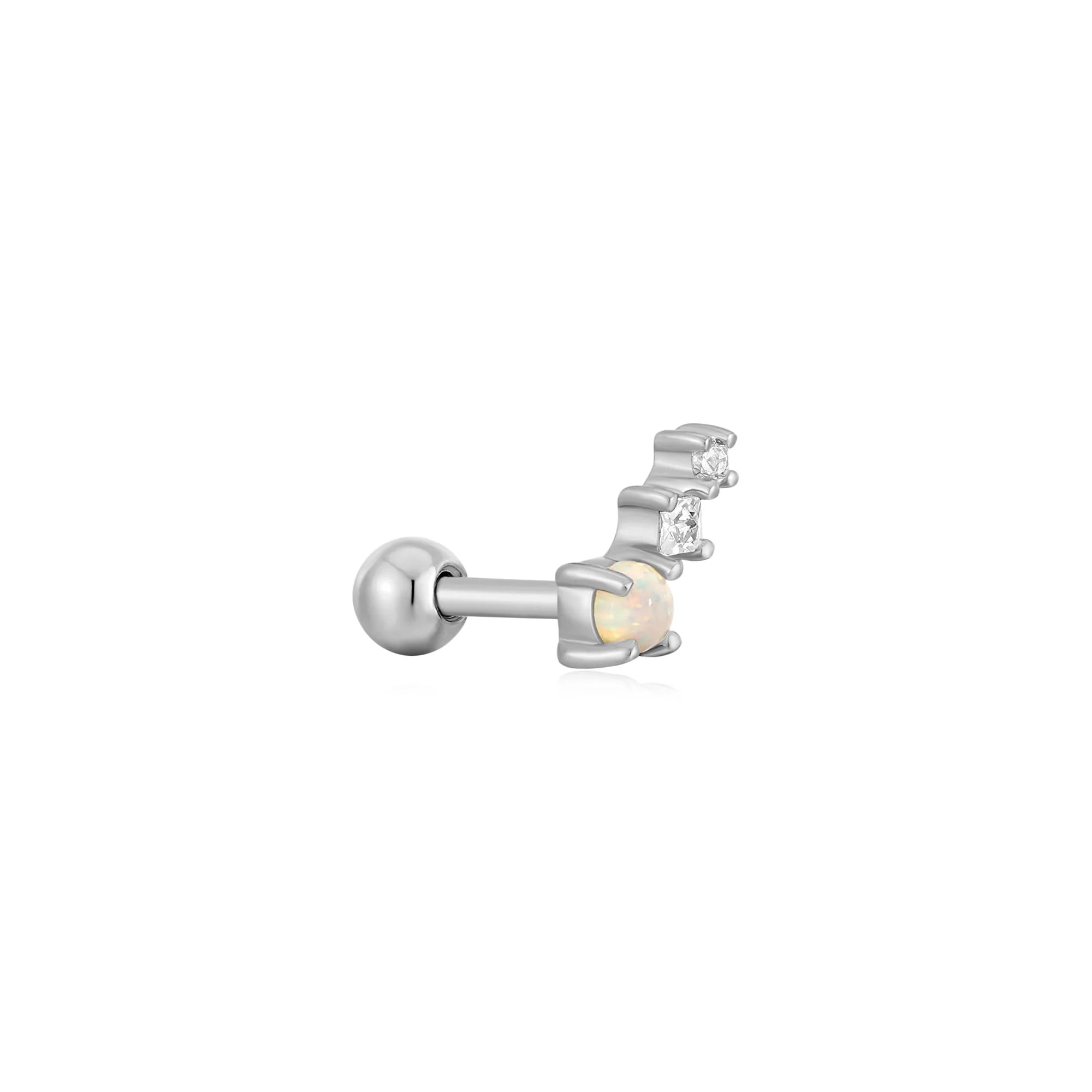 Ania Haie - Oorbel piercing (per stuk) Silver Kyoto Opal Climber Barbell - Luxedy