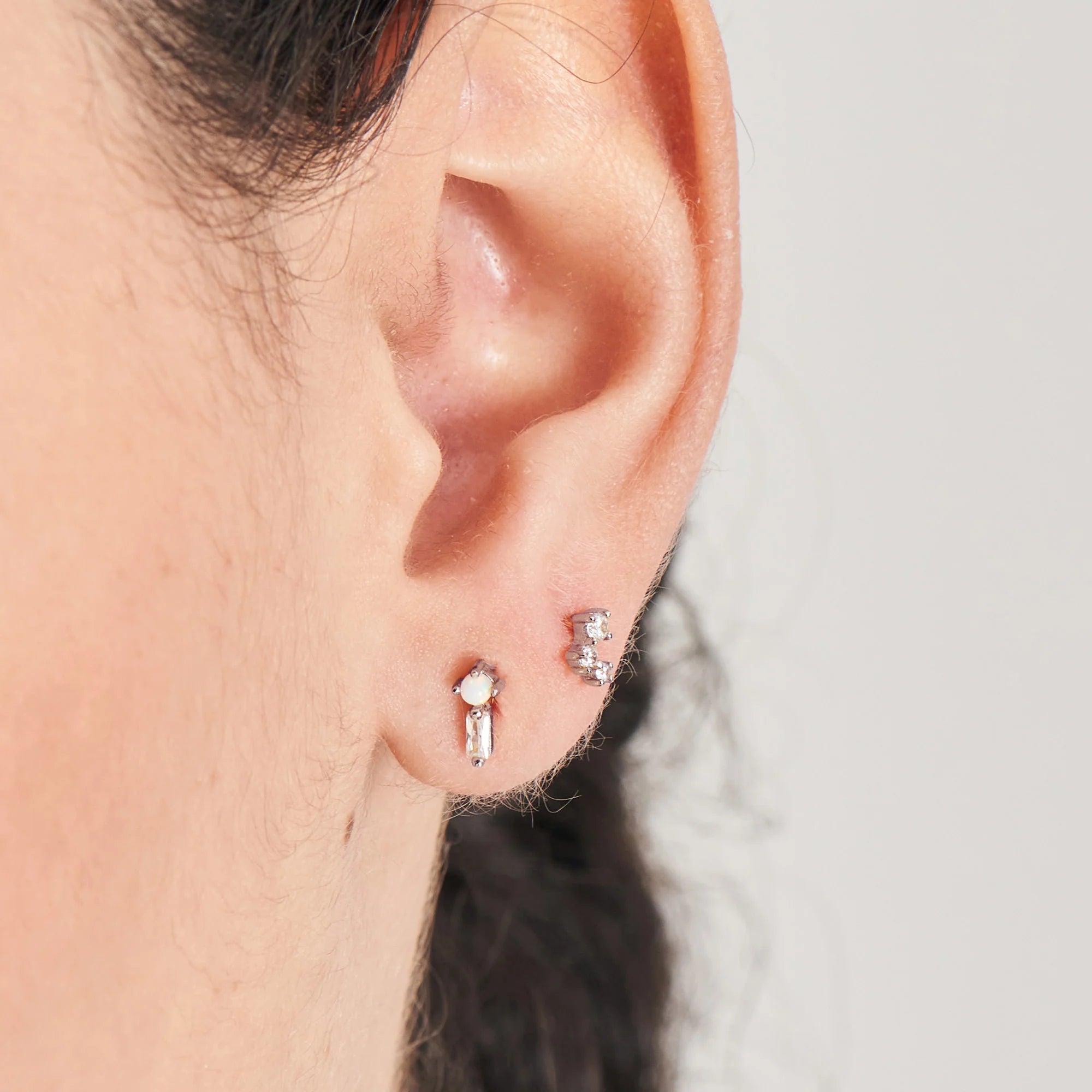 Ania Haie - Oorbel piercing (per stuk) Silver Kyoto Opal Sparkle Barbell Single - Luxedy