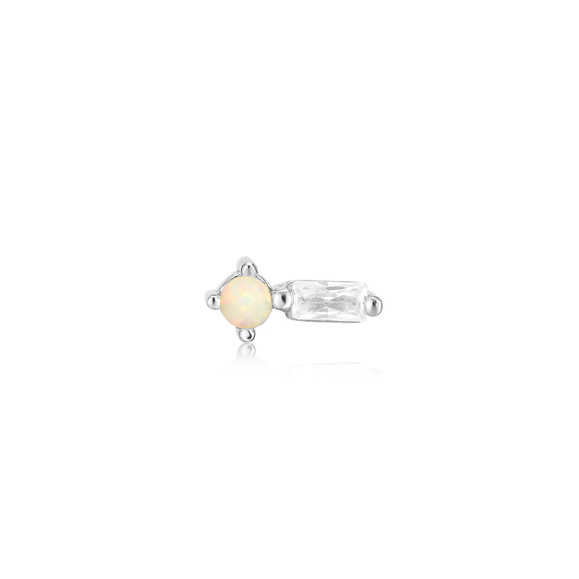 Ania Haie - Oorbel piercing (per stuk) Silver Kyoto Opal Sparkle Barbell Single - Luxedy