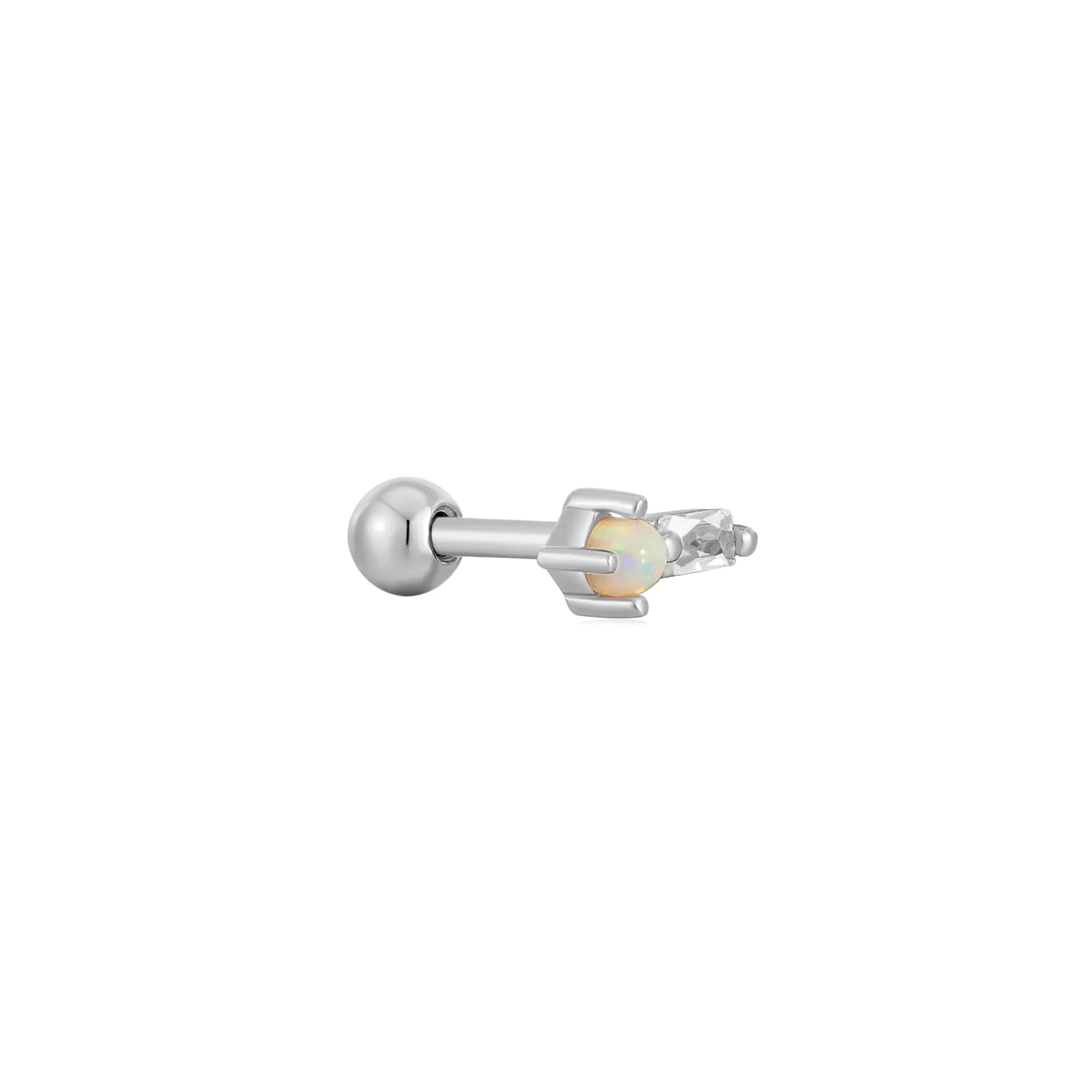 Ania Haie - Oorbel piercing (per stuk) Silver Kyoto Opal Sparkle Barbell Single - Luxedy